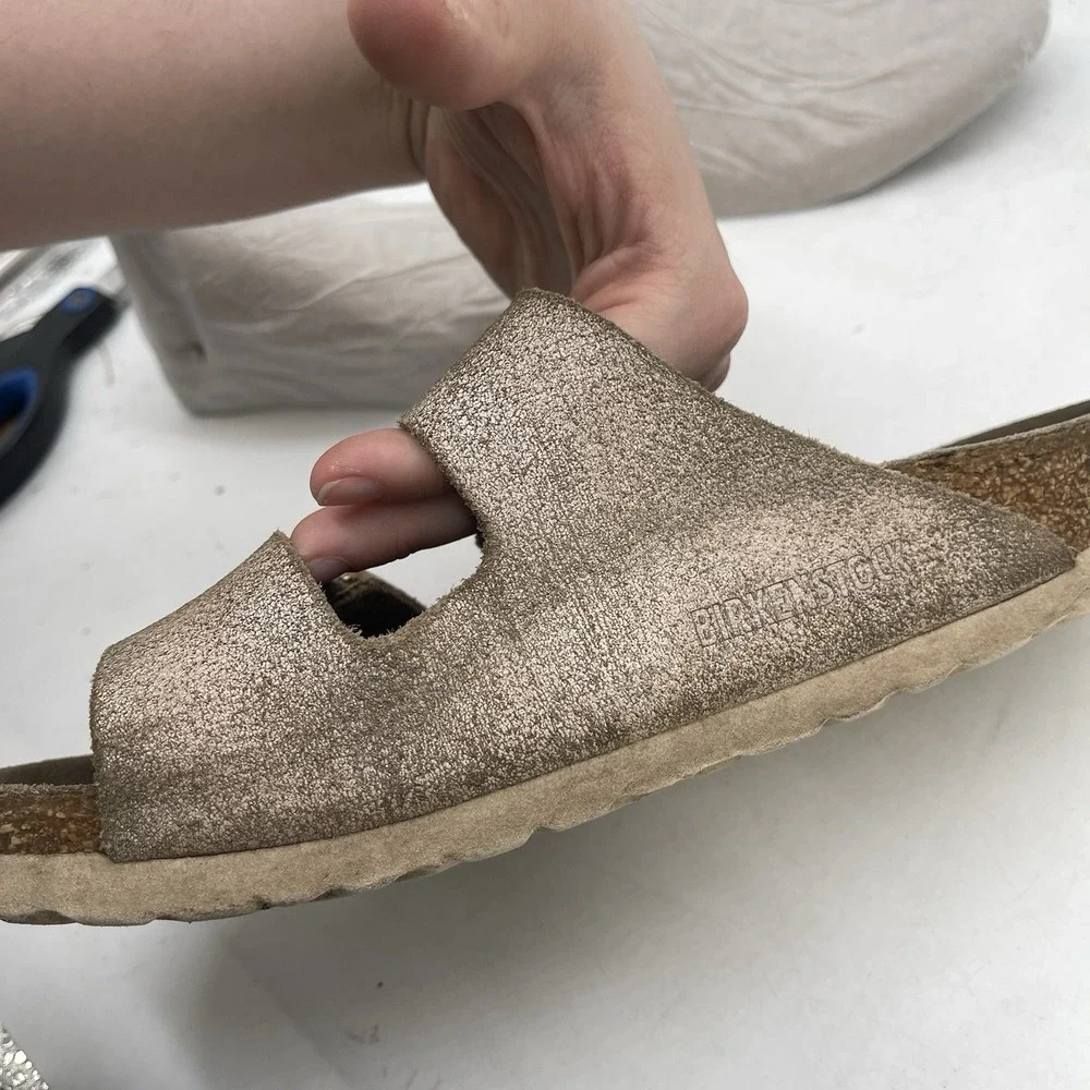 Birkenstock Birkis Shoes Womens 5 36 5/5.5 Beige Sparle Slip On Sandals